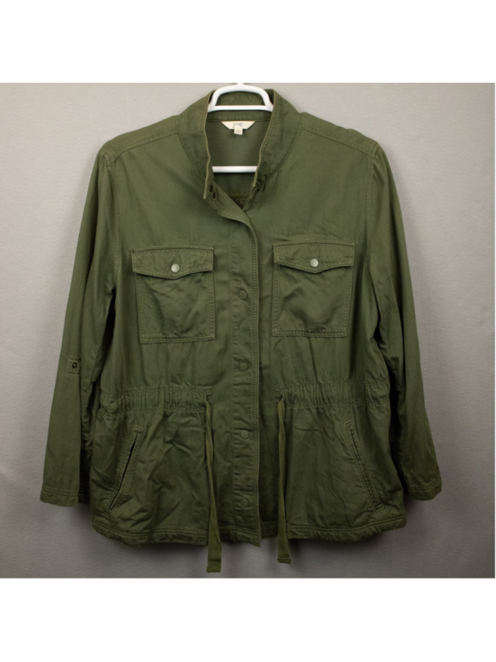 Terra & Sky olive green military utility jacket-1X